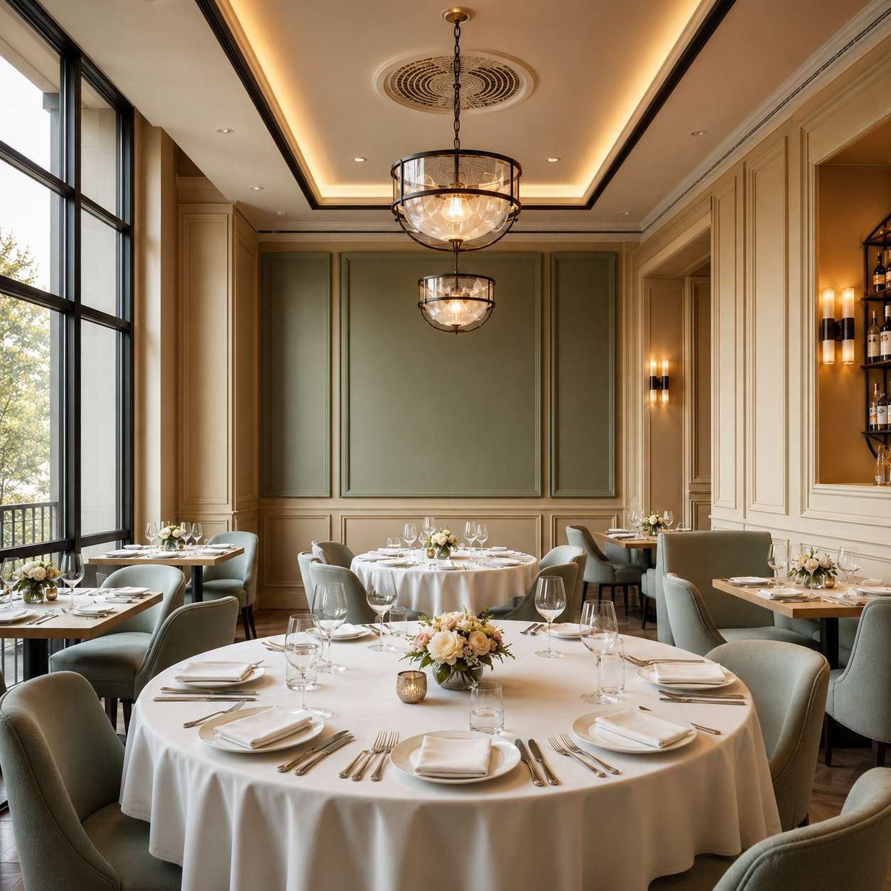 Elegant modern restaurant dining room